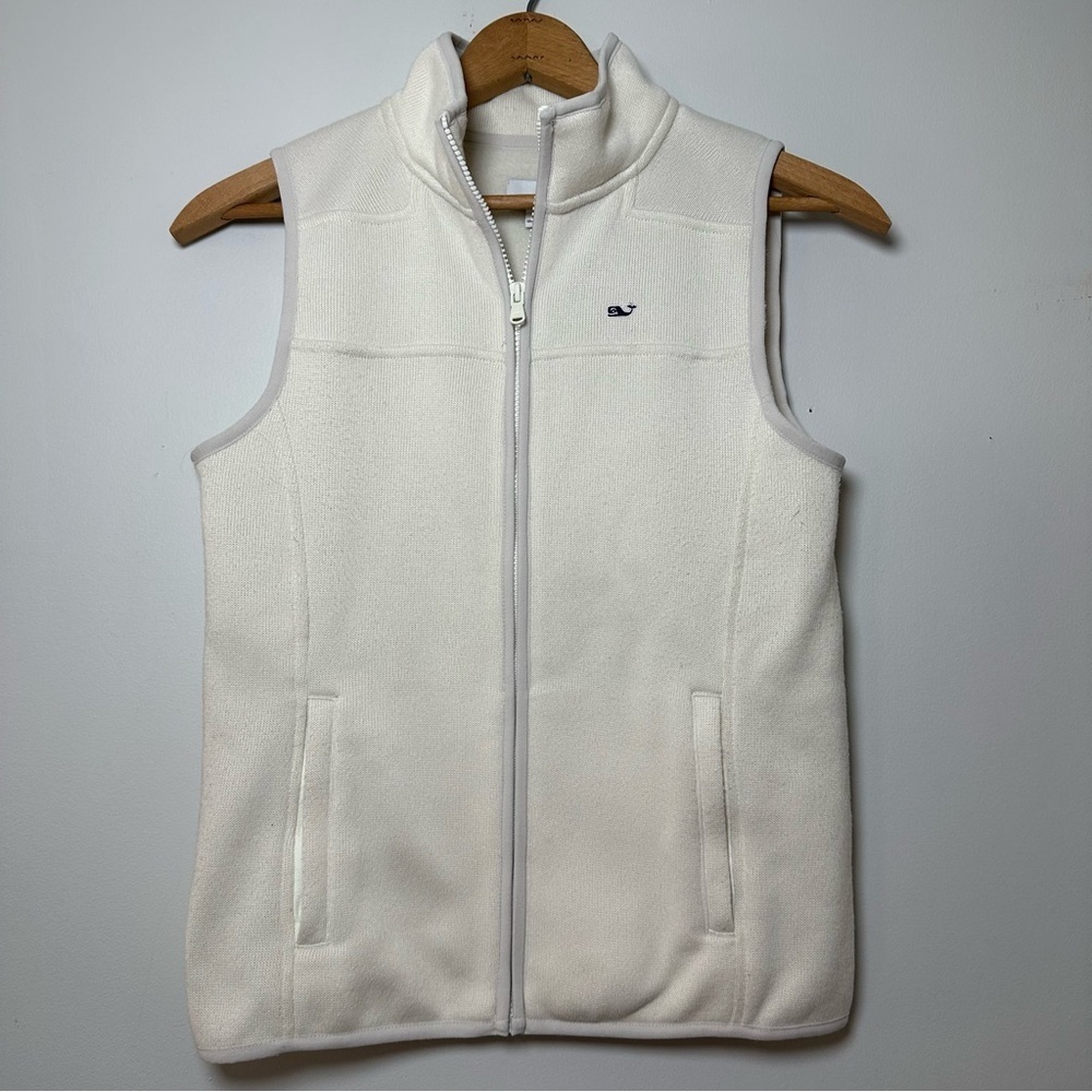 Vineyard Vines Fleece Zip Up Vest Marshmallow White Women’s Size Small
